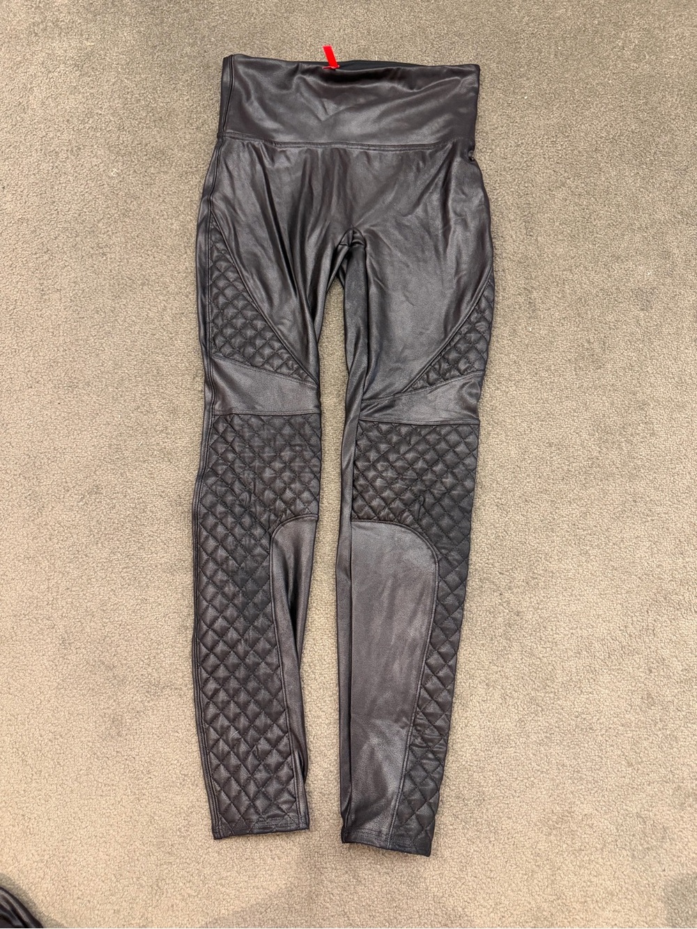 Spanx Faux Leather Quilted Leggings - Black